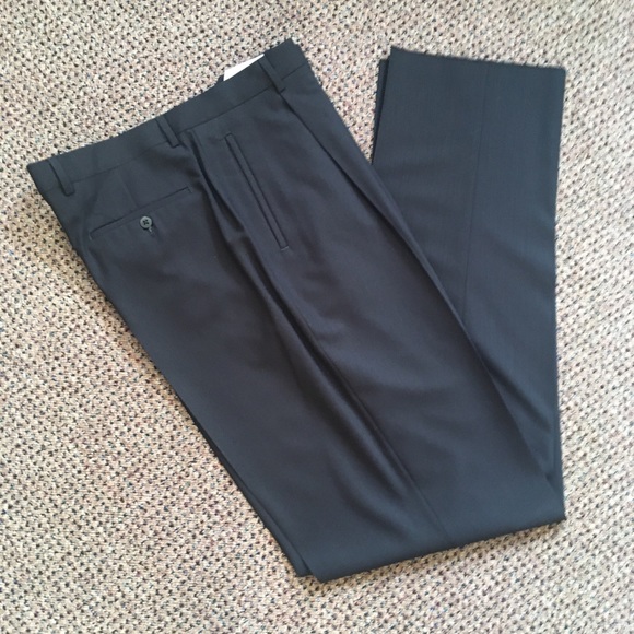 Bernini men’s dress pants navy 34 made in Italy zignone biella new pleated 09